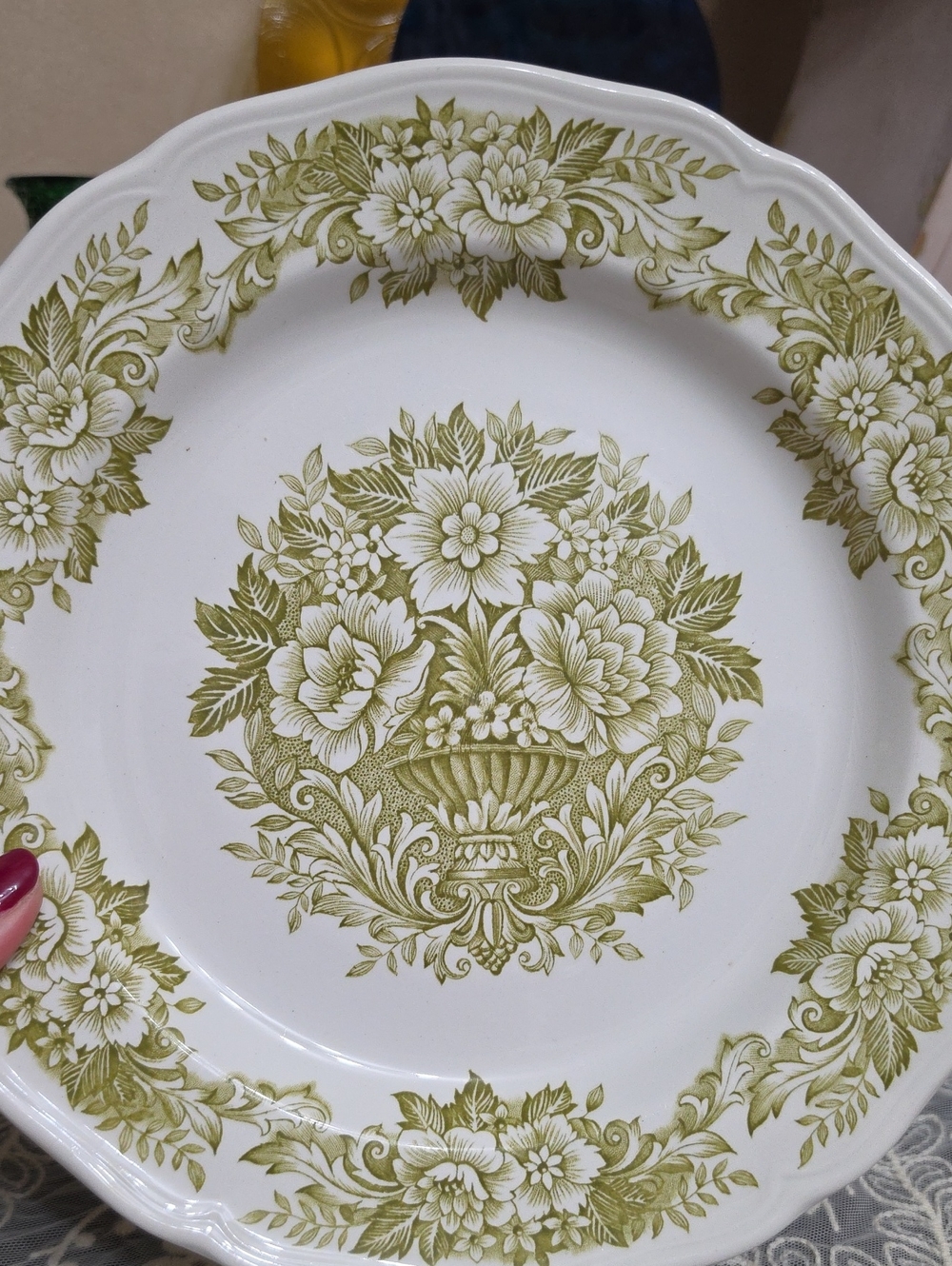 Vtg Royal Staffordshire By J.&C. Meakin EnglandGreen Floral Ceramic Dinner Plate